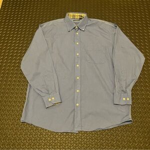 Burberry London Men Long Sleeve Contrast Dress Shirt, Blue, Large